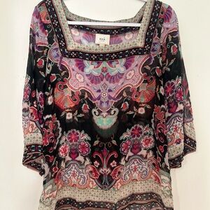 ECI Women's Floral Patterned Blouse 100% silk